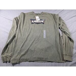 NWT Levi's Men's XL Crew Neck Long Sleeve Graphic‎ Logo T-Shirt Acid Wash Green